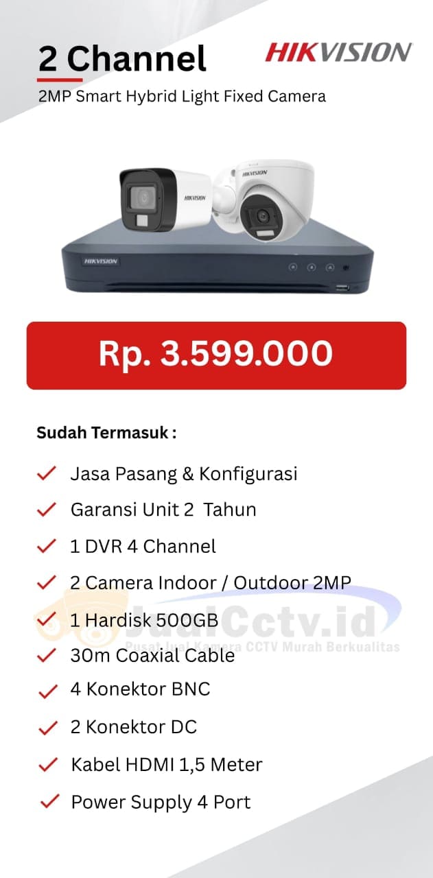 Beli Paket CCTV Hikvision 2 Channel