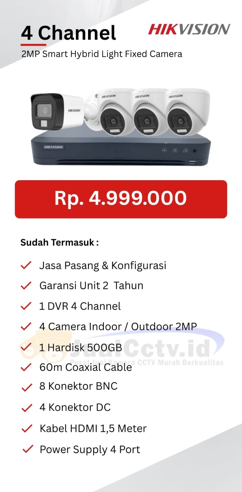 Beli Paket CCTV Hikvision 4 Channel