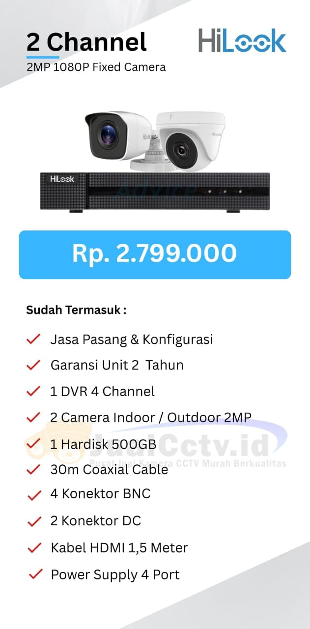 Beli Paket CCTV HiLook 2 Channel