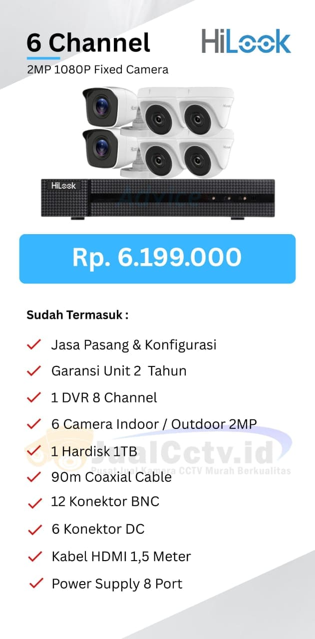Beli Paket CCTV HiLook 6 Channel